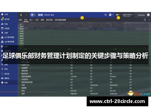 足球俱乐部财务管理计划制定的关键步骤与策略分析 足球俱乐部财务管理计划制定的关键步骤与策略分析